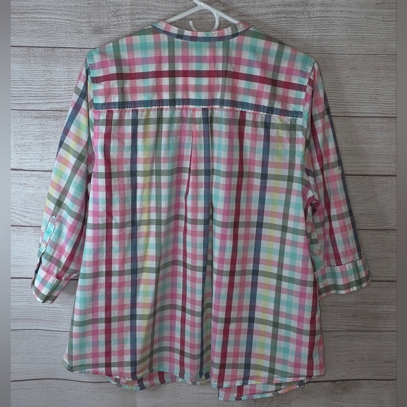 Croft & Barrow Plaid 3/4 Sleeve Top Size 1X - Picture 2 of 4